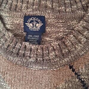 Dockers XXL mens crew neck sweater. Multi brown. Lt weight. Machine wash vintage
